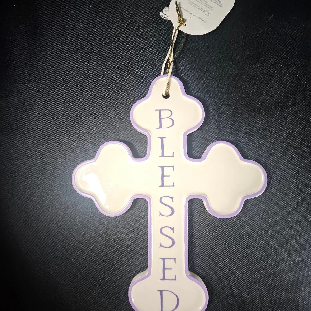 Target Threshold Ceramic Easter Cross Wall Hanging Double Sided NWT Easter Decor